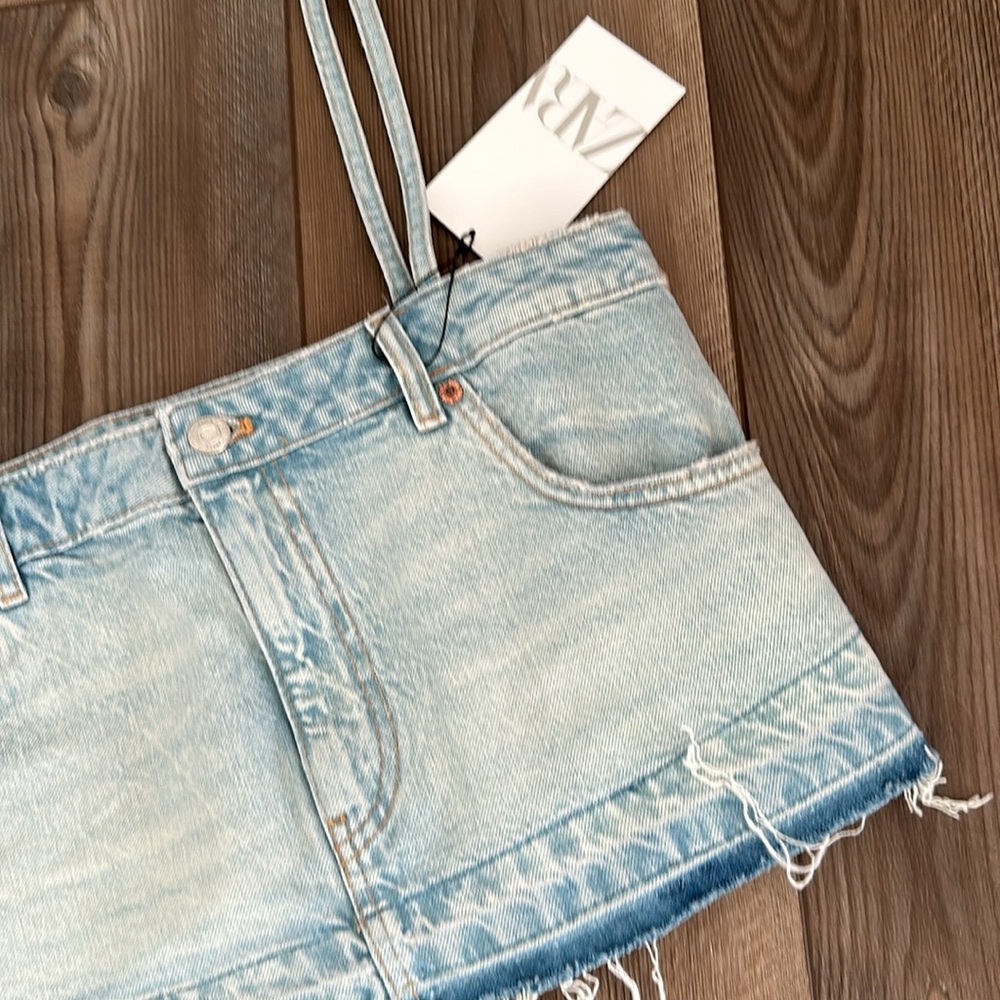 Zara Denim Crop Top #18 - Picture 3 of 5